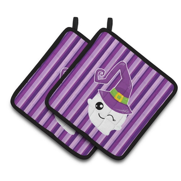 Halloween Ghost Witch Pair of Pot Holders