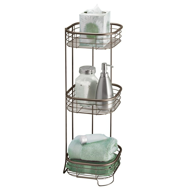 iDesign Twillo Metal Wire Corner Standing Shower Caddy 3-Tier Bath Shelf  Baskets for Towels, Soap, Shampoo, Lotion, Accessories, Bronze
