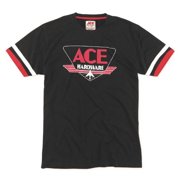 Camiseta Ace Vintage Threads de manga corta con cuello redondo, negra, XXL