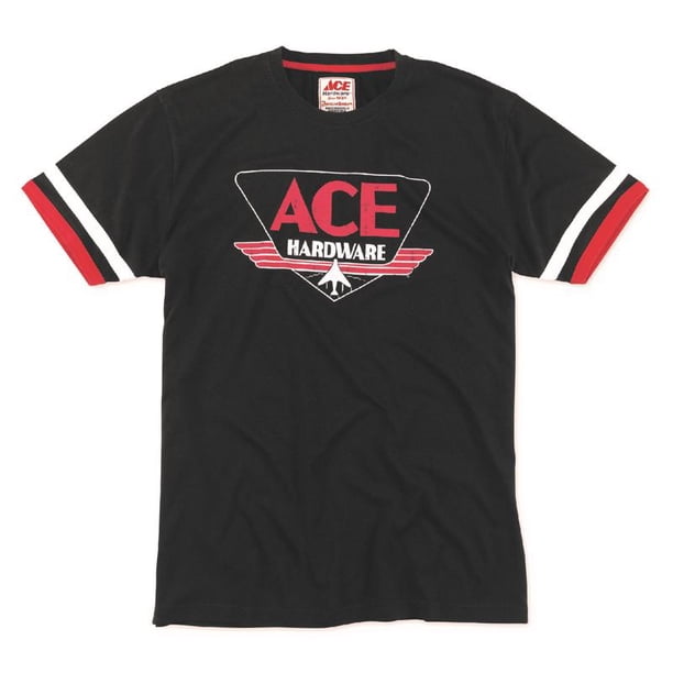 Camiseta Ace Vintage Threads, manga corta, cuello redondo, negra, XL