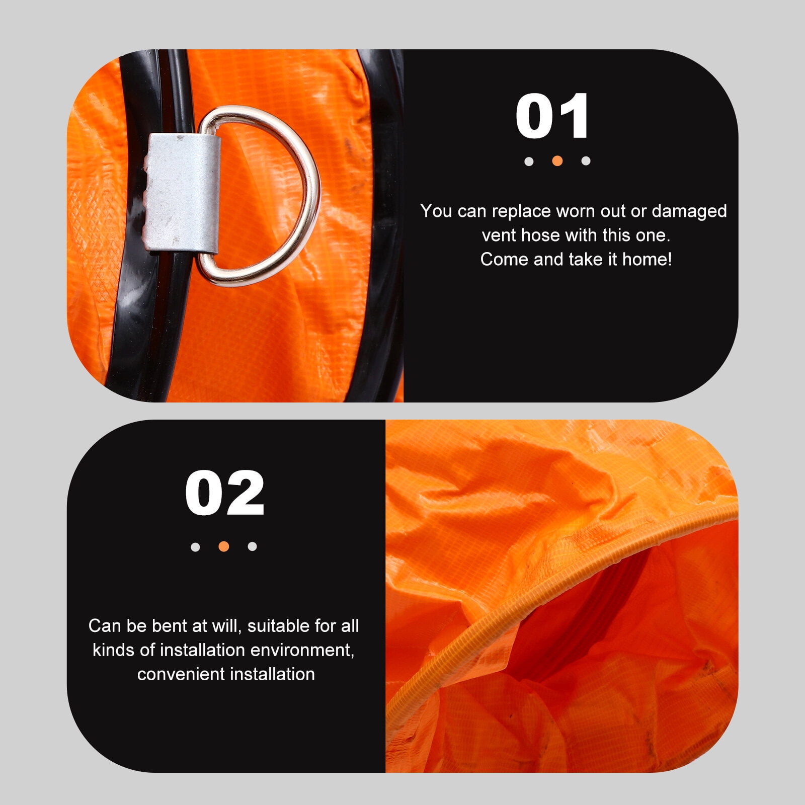 Masteelf 2 pcs  Adaptable Ventilation Tube Vent Hose Waterproof Exhaust Hose (Orange)