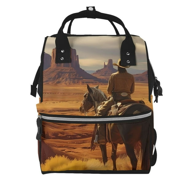 Disketp Western Desert Cowboy Cloud Mochila de Pañales de Gran Capacidad con Múltiples Bolsillos, Mochila de Viaje Multifuncional para Bebé, Unisex, Moderna y Resistente
