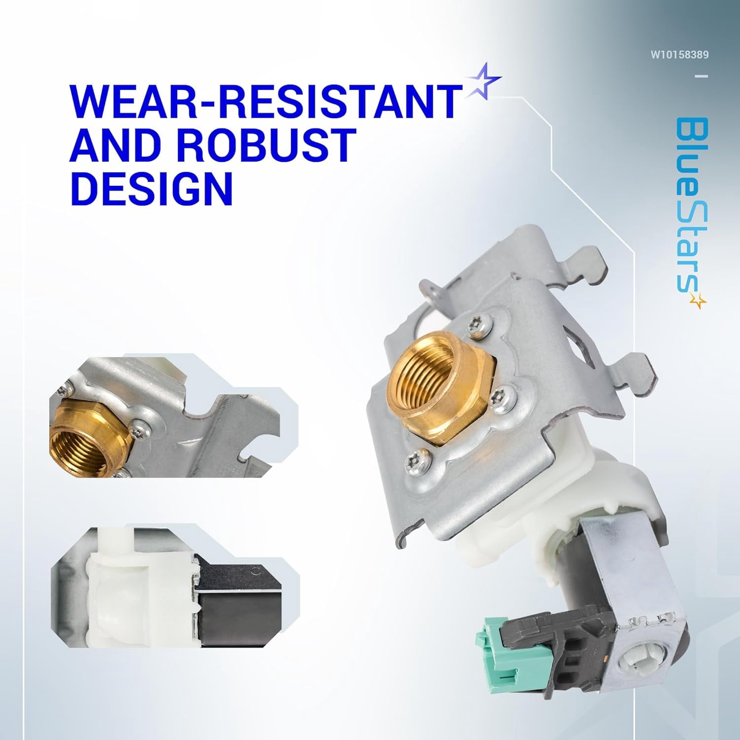 RVKXHD W10158389 Dishwasher Water Inlet Valve Replacement - Compatible with Whirlpool Kenmore Dishwashers - Replaces AP6015932 8558986 8558987 8558988 8563405 8563406 8563407 W10158387