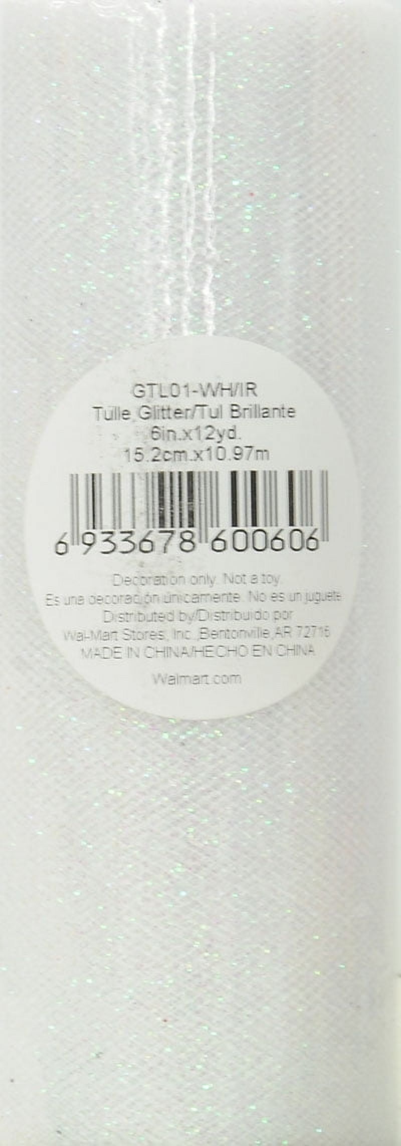 (3 pack) Fuzhou 6inch 12Yd Glitter Tulle Spool White,100% Polyester by the Bolt