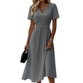 thumbnail image 3 of HAJWOH Women's Cocktail Trendy Dresses Formal Wedding Guest Modest Church Vintage Tea Party Midi Evening V Neck Shirts Sundress, 3 of 8