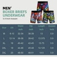 thumbnail image 2 of 3 PACK Big and Tall Mens Boxer Briefs Scrawl Print Plus Size Underwear With Fly Comfy Breathable Boxers, 2 of 5