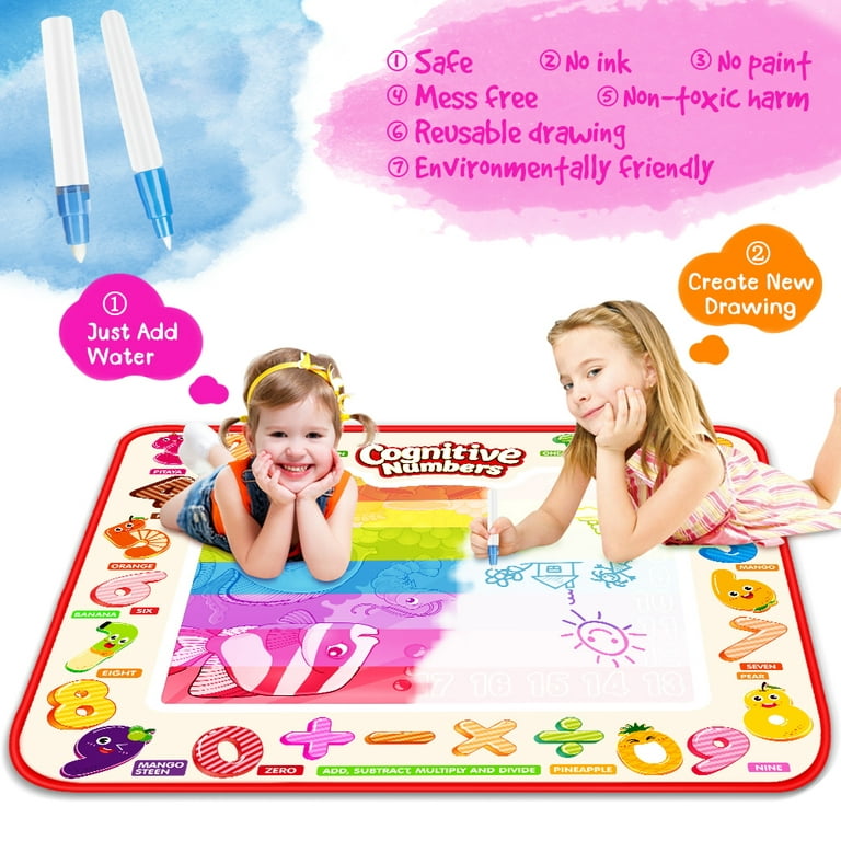 Aqua Magic Doodle Mat 40 X 32 Inches Extra Large Water Drawing Writing Pad  Doodling Coloring Mat Educational Toys Gifts for Kids Toddlers Boys Girls  Age 2 3 4 5 6 7 8 Year Old 