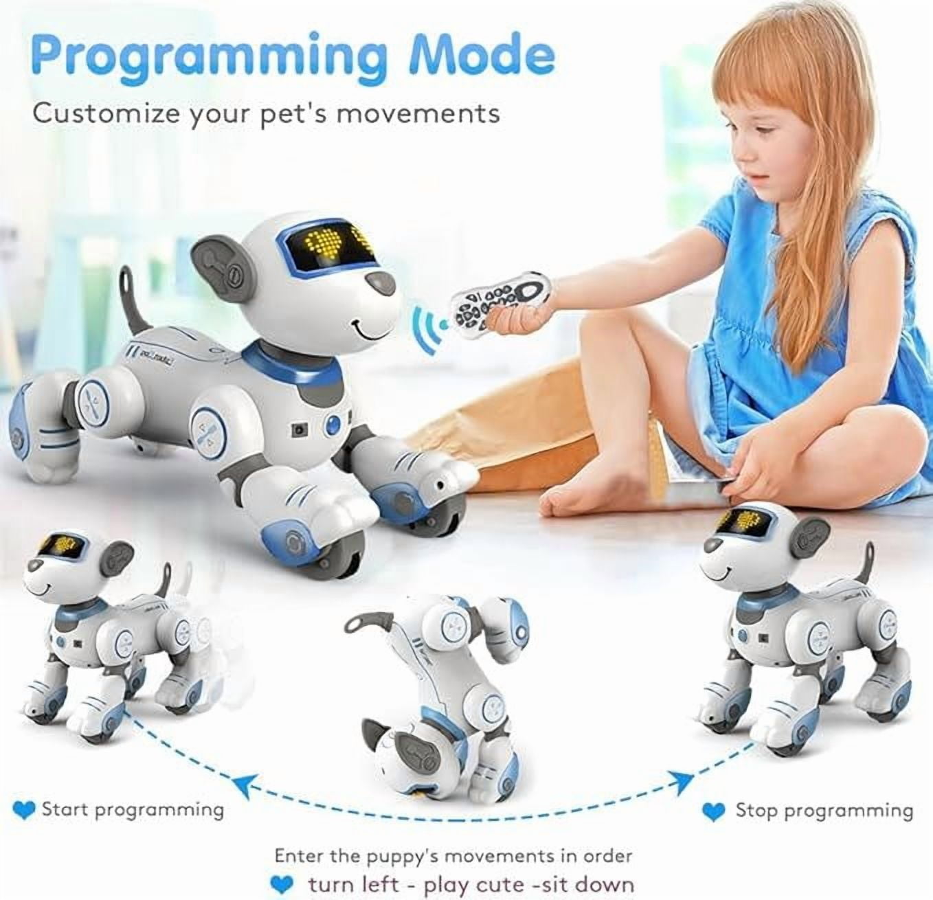 Robot Dog Toy，Remote Control Robot Dog Toy for Kids - Interactive Touch & Follow 17 Functions Robot Dog Pet, Programmable Smart Walking Puppy Intelligent Dancing Dog Robot Toys for Girls 3-12 Gifts