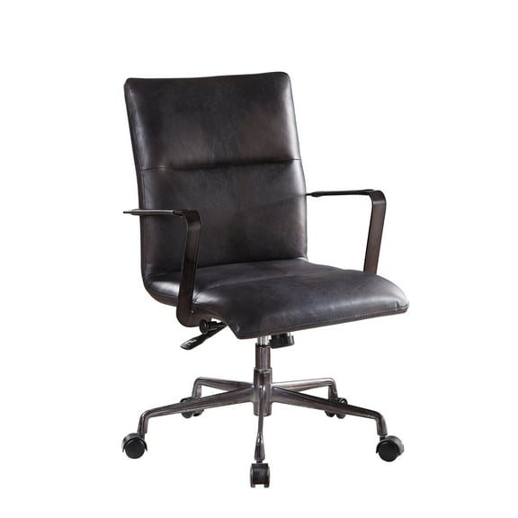 5 Star Base Faux Leather Upholstered Wooden Office Chair, Black