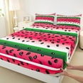 thumbnail image 3 of jejeloiu Abstract Watermelon Print Bed Sheets,Summer Fruit King Sheets,Red Green Ombre Sheet Set For Child,Ultra Soft Home Decor,4pcs, 3 of 7