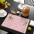 thumbnail image 4 of Strawberry Plants Fruit Bow Pink Pattern Summer Placemats Table Placemats Set Of 4-Linen Kitchen Washable Placemats Table Mats 11.8"x17.7" Non-Slip Heat Resistant, 4 of 6