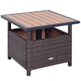 thumbnail image 1 of Brown PE Rattan Outdoor Side Table w/ Umbrella Hole - 22" Square Patio Accent Table for Poolside & Garden - Steel Frame, Weather-Resistant Design, 1 of 7