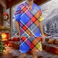thumbnail image 2 of Yuanlong Mens Pajama Sets Color Plaid Shorts And Short Sleeve Lapel Collar Shirts 2-Piece Sleepwear Home Comfort Nightwear, 2 of 4