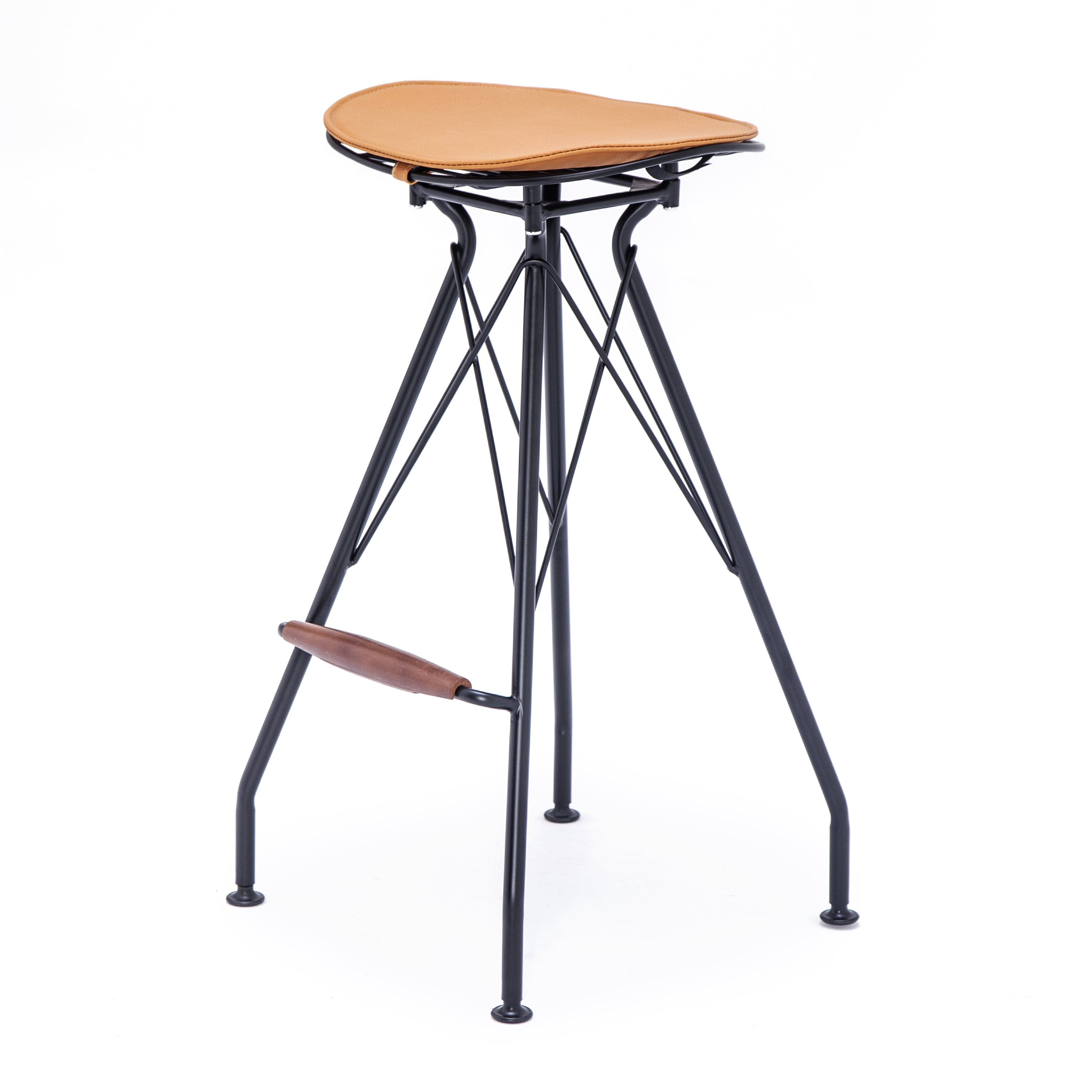 30" Counter Height Bar Stools Set of 2, Industrial Metal Bar Chairs with Faux Leather Seat & Wood Footrest, Farmhouse Kitchen Island Stools
