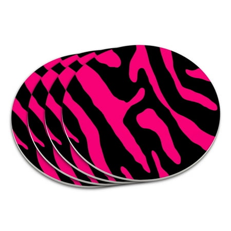 

Zebra Print Black Hot Pink Coaster Set