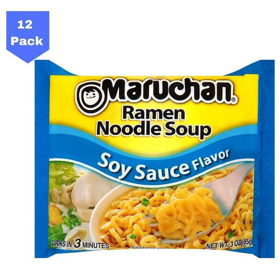 Maruchan Ramen Noodle Soup Soy Sauce Flavor, 3.0 Oz, Pack of 12