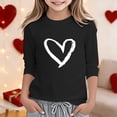 thumbnail image 2 of Girls Heart Print 3/4 Short Sleeve Shirts Trendy Casual Tops for Girls 12-14 Crewneck Loose Basic Tops Trendy Graphic Tees Size 3-4 Years,Black, 2 of 4