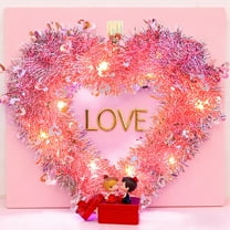 Valentines Day Heart-Shaped Wreath with Light Valentine Decorations Indoor Valentines Day Front Door Decorations Valentine Outdoor Decor Wreath