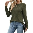 thumbnail image 4 of Hibeli Women Crew Neck Long Sleeve Ribbed Slim Fit Solid Color Top, 4 of 7