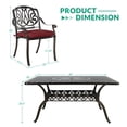 thumbnail image 5 of VIVIJASON 7-Piece Outdoor Furniture Dining Set, All-Weather Cast Aluminum Patio Conversation Set, Include 6 Cushioned Chairs and a Rectangle Table with Umbrella Hole for Balcony Backyard, Red Cushion, 5 of 7