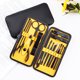 thumbnail image 4 of Vogacara Juego de manicura profesional, cortaúñas de acero inoxidable, tijeras, conjunto de accesorios, 16 Uds., novedad de 2019 Tratamientos faciales negro + amarillo Vogacara CE0034-02, 4 of 6