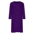 thumbnail image 4 of DDAPJ pyju Plus Size Dresses for Curvy Women Oversized Long Sleeve Crewneck T Shirt Maxi Dresses Solid Casual Loose Sweatshirt Dress with Pockets Birthday Gifts Purple XXXL, 4 of 6
