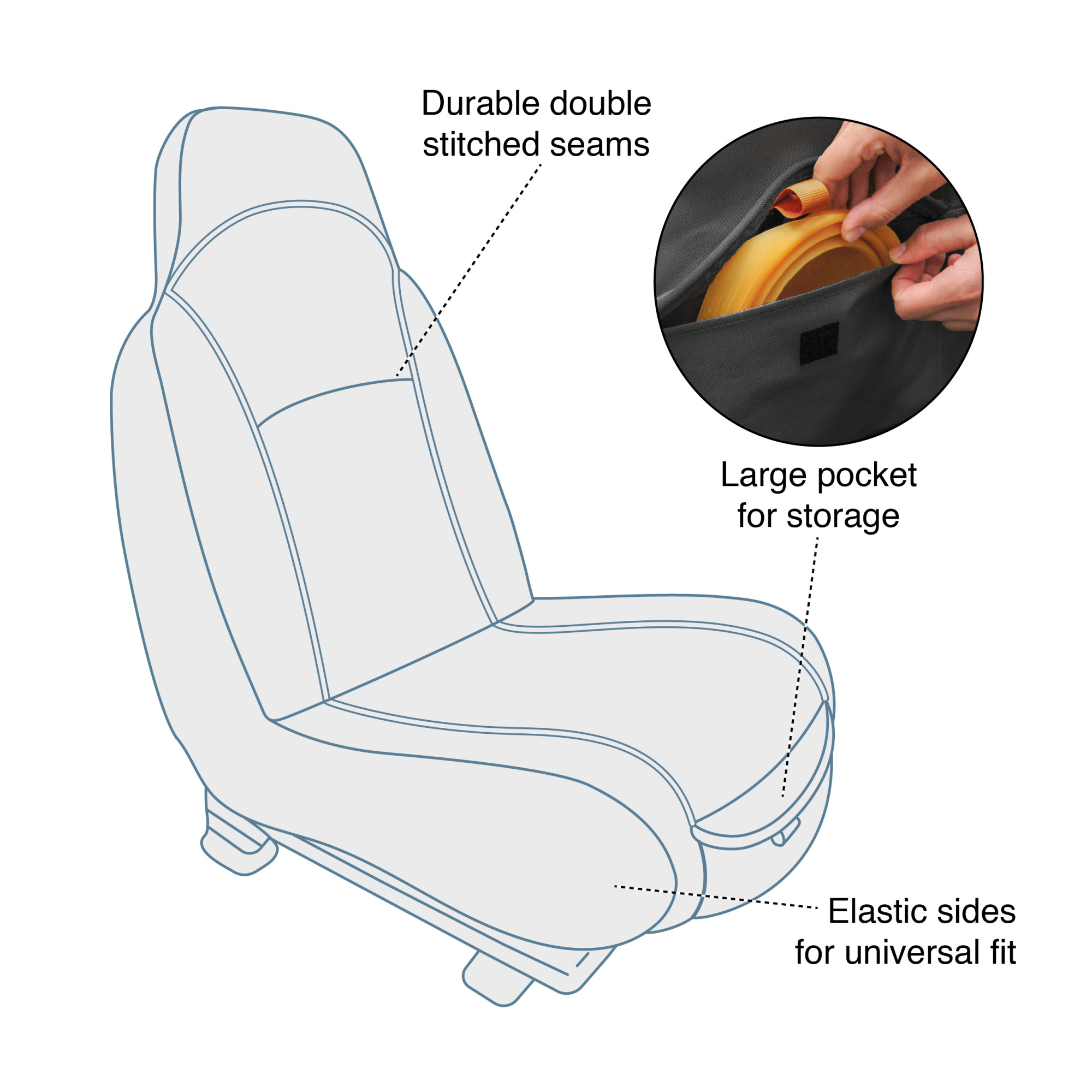 Kurgo Rover Bucket Seat Cover for Dogs, Black photo 3