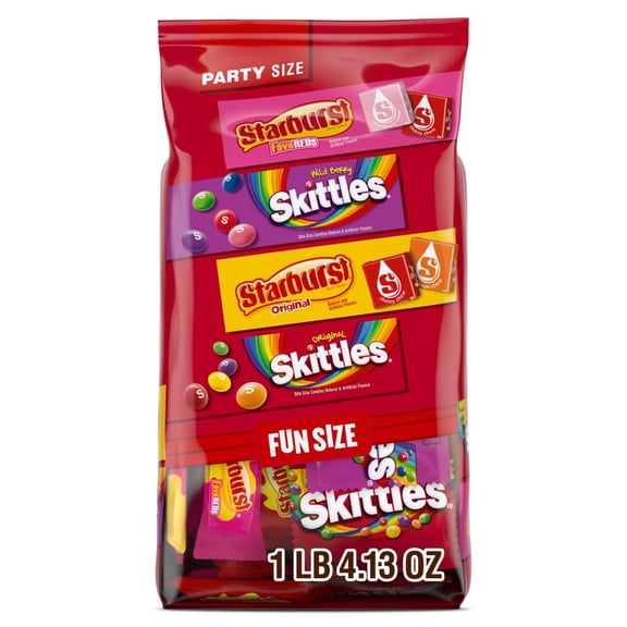 Wrigley's SKITTLES Original and Wild Berry BSL1 & STARBURST Original and FaveReds Fun Size Chewy Valentine's Day Candy, Party Size, 20.13 Oz Bulk Bag