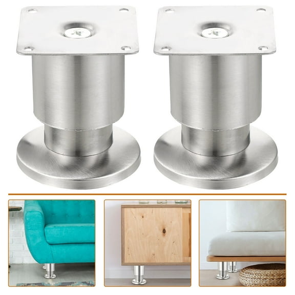 PAMINGONO 4Pcs Metal Table Legs Silver Stainless Steel Wear-Resistant Furniture Feet 8-9.5Cm