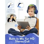 Kids Headphones for School Home Tablet Travel, Sharing Sounds Function, Foldable Wired Kids Headphones with Microphone