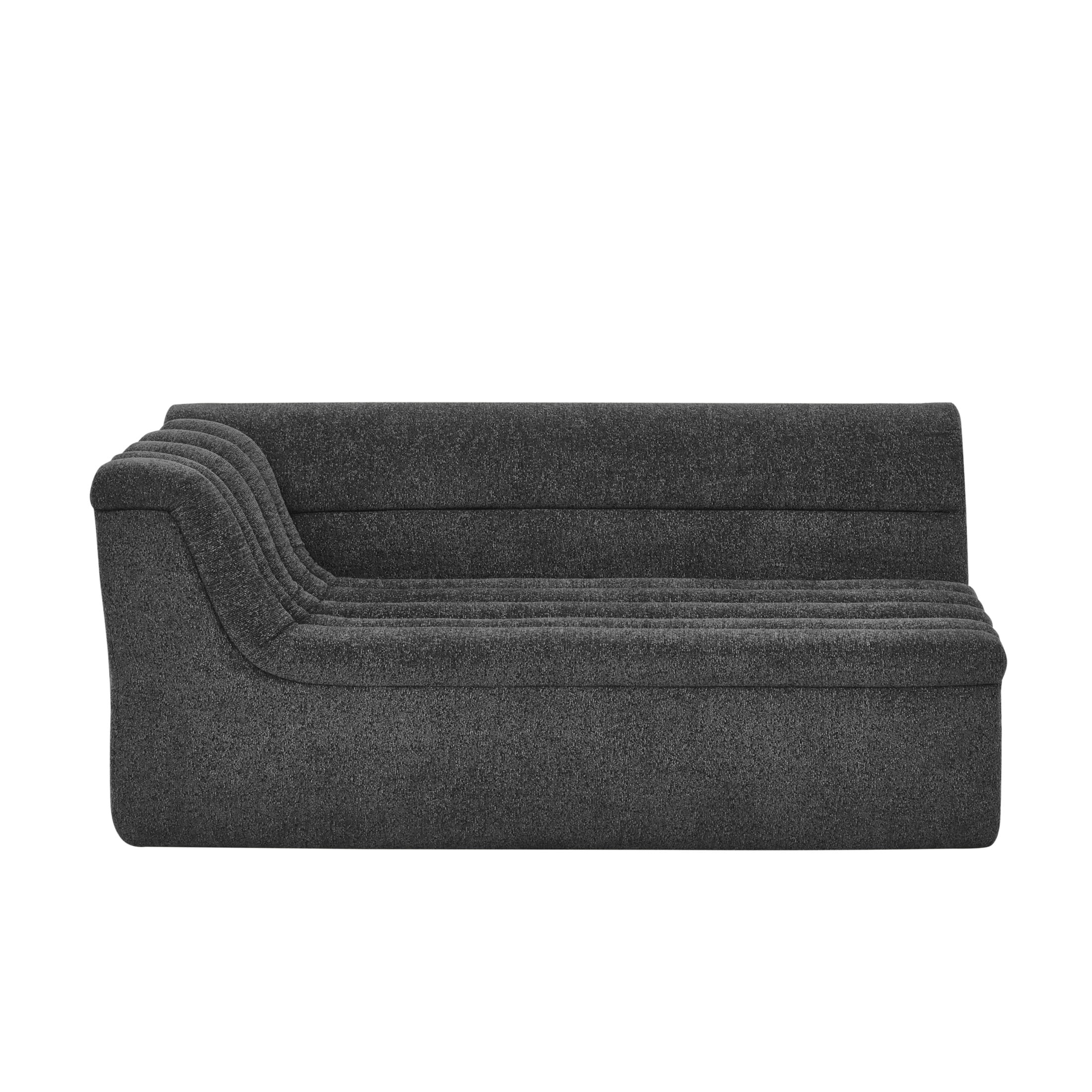 Noble House Arvion 106" L-Shaped Modular Sectional Sofa, Chenille Boneless Couch with Wave-Shaped Armrest, Black