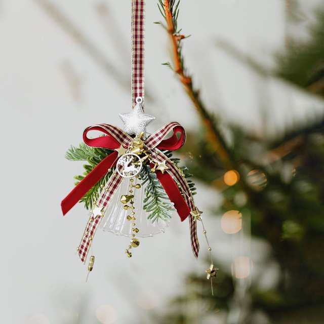 Adorno de Campana de Navidad, Decoración Colgante para de Navidad, Adornos Navideños, Campana de Cristal, Campana Artesanal, para Anive Estilo A