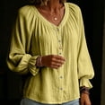 thumbnail image 6 of Vetsdori Long Sleeve Tops for Women Blouses Button down Ruffle Cotton Linen V-Neck,Loose Fashion Casual Womens Shirts Solid Color, 6 of 8