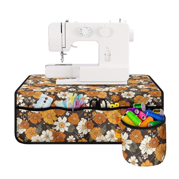 HELLHERO Sewing Machine Pad Floral Thanksgiving Day Durable to Store Bobbins Removable Storage Bag Vintage Florals
