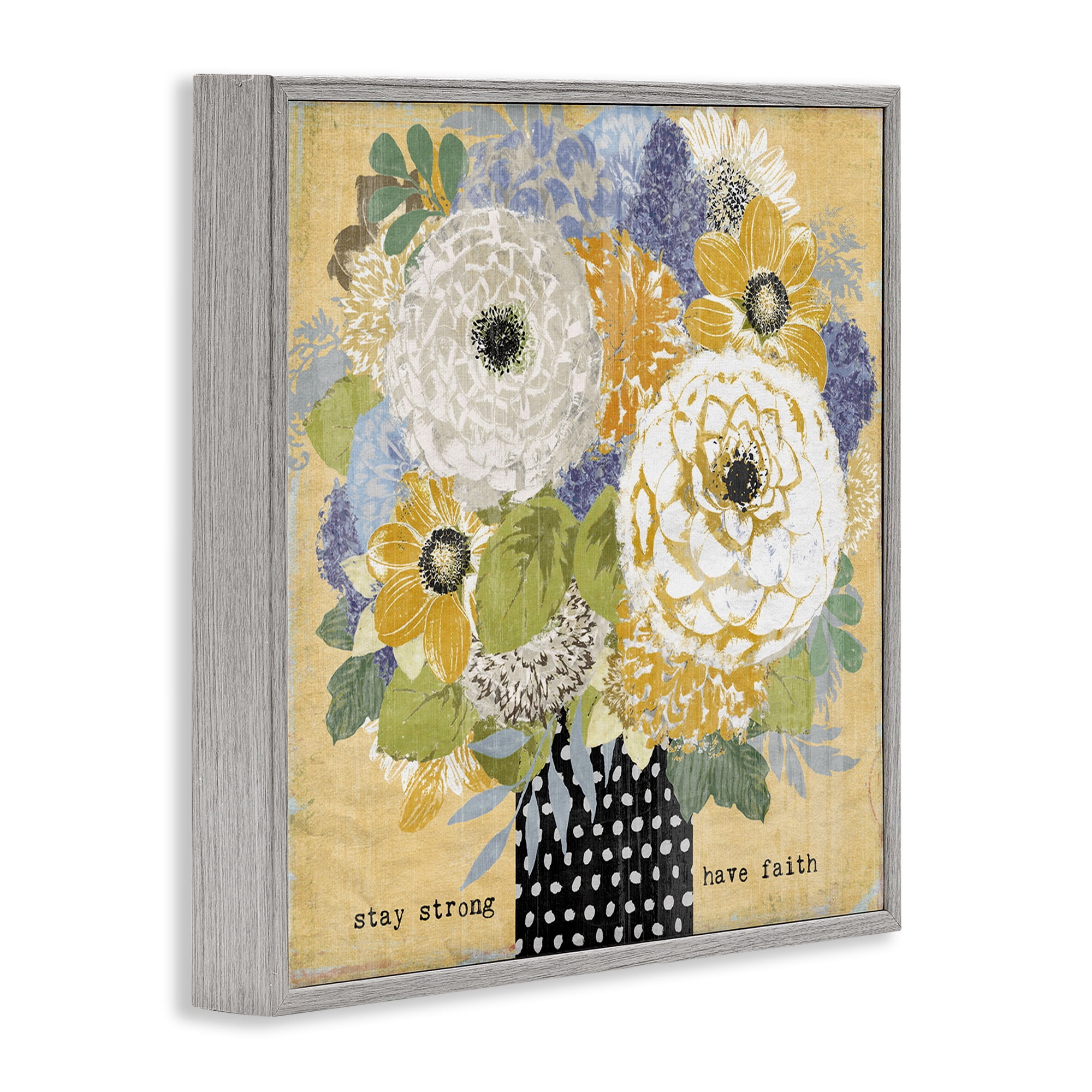 Stupell Industries Stay Strong Have Faith Gray Framed Giclee Art, design by Suzanne Nicoll