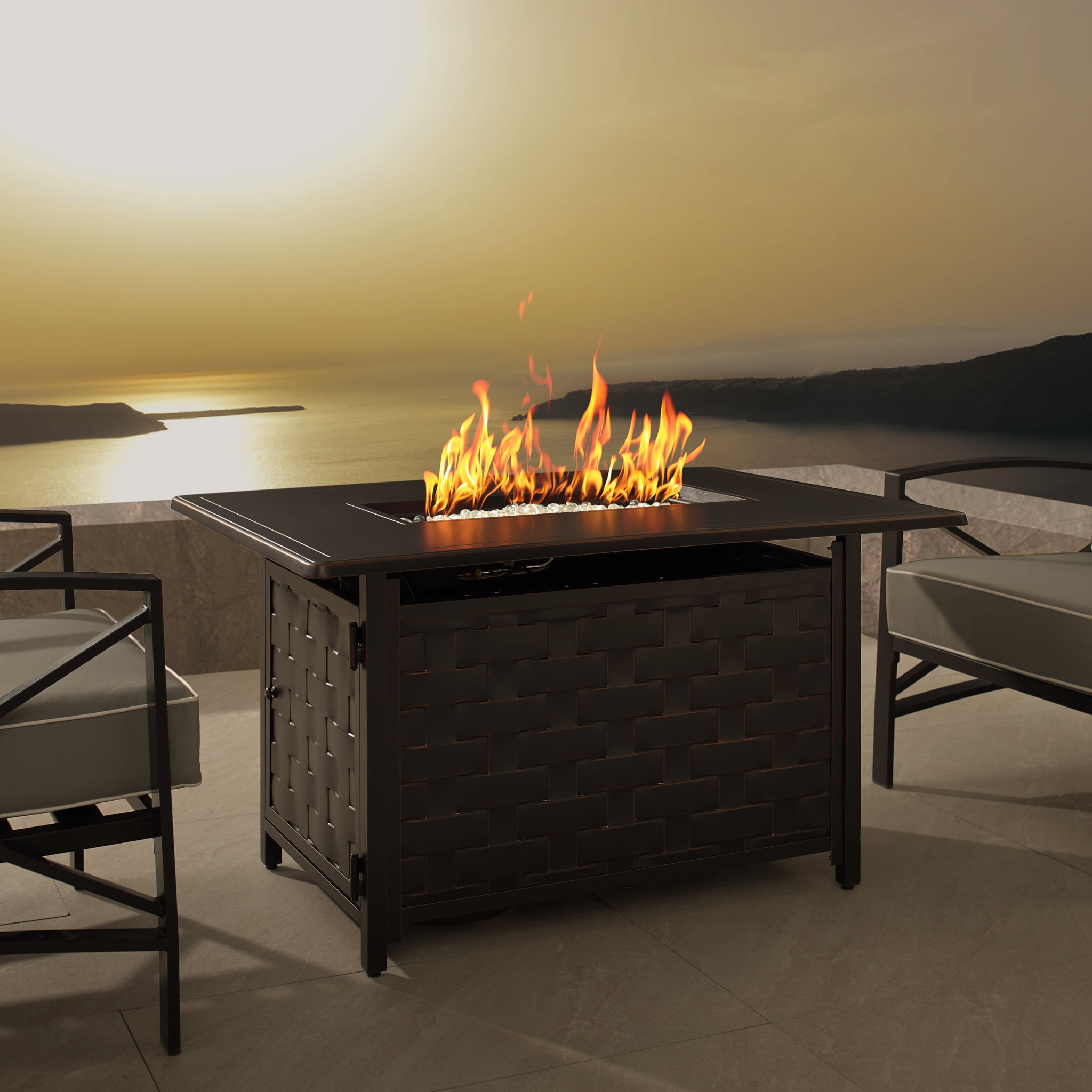 Fire Sense Preston Rectangle Aluminum Propane Fire Pit