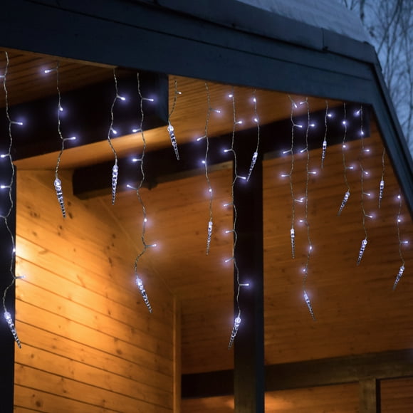 Northlight LED Ice Pillars Christmas Icicle Light Set - Pure White - 29' Clear Wire - 360ct