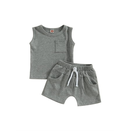 

Coduop Toddler Baby Boy Summer Outfit Set Sleeveless Tank Tops Shorts 0-3 Years