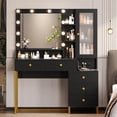 thumbnail image 6 of Amuzer Vanity Table with Lighted Mirror and Charging Station, Modern Makeup Desk with Drawers and Storage Shelves, Black, 6 of 8