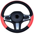 thumbnail image 1 of Microfiber Leather Non-slip Steering Wheel Cover (Red Black) for Automotive, 1 of 3