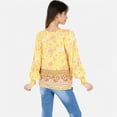 thumbnail image 5 of Women's Floral Boho Peasant Blouse with Long Sleeves and Tassel Tie - X Large, Yellow, 5 of 7