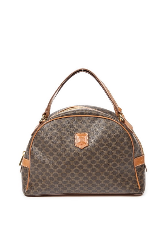 Pre-Owned Celine Brown Dome Bowler Bag Handbag Macadam Coated Canvas