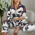 thumbnail image 6 of Salouo Gothic Skulls And Roses Pattern Women's Pajamas Set Long Sleeve Button Down Sleepwear Soft Pj Lounge Sets for women 2 Piece Pjs Set with Long Pants-Small, 6 of 7