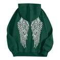 thumbnail image 6 of HOWPAY Angel Wings Hoodies for Women Printed Long Sleeve Casual Sweatshirt Kangaroo Pocket Drop Shoulder Loose Fit Fall Winter Outfits Clothes Dark Green XL, 6 of 8