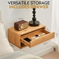 thumbnail image 2 of Bamboo Floating Nightstand with Drawer & Open Shelf - Fully Assembled Wall Mounted Bedside Table with Modern Design for Bedroom and Small Spaces - Certified Bamboo Side Table, 2 of 5