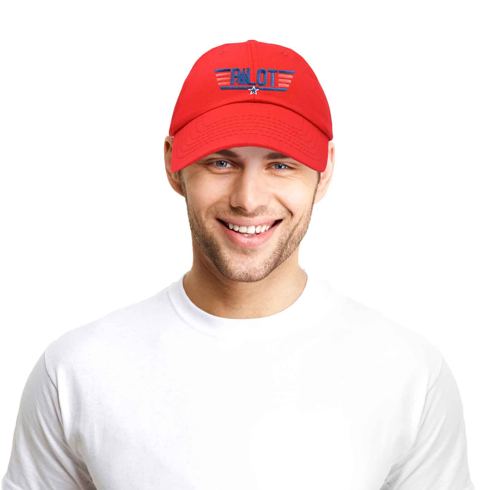 DALIX Father Son Pilot and Wingman Matching Hat Set Embroidered Baseball Cap in Red