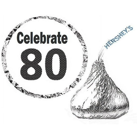 216 - 80th (Eighty) Birthday Party Favor Hershey's Kisses Stickers / Labels