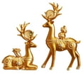 thumbnail image 2 of Golden Deer Ornament Set with Lucky Symbols, 11Inch Standing & 8Inch Laying Deer with Gold Ingot Decor, Home Decor for Living Room, Wealth Themed Tabletop Display, 2 of 5
