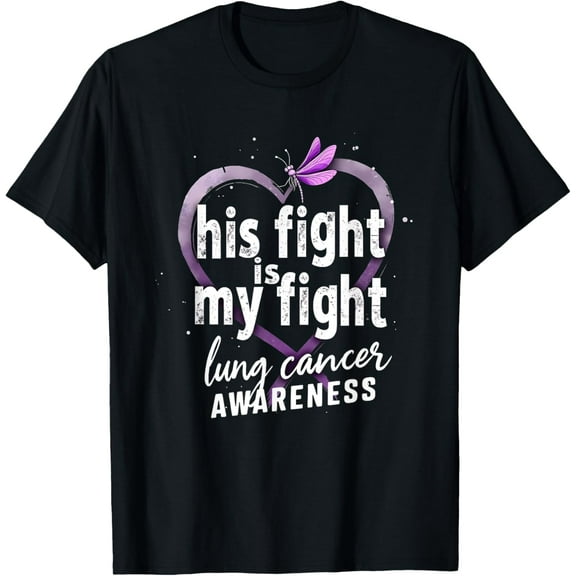 His Fight Is My Fight White Ribbon Lung Cancer Awareness T-Shirt