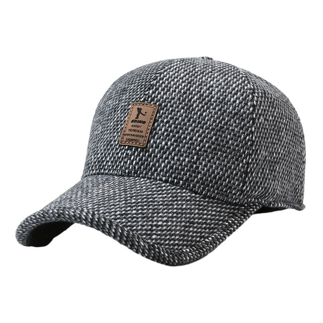 relayinert Polyester Winter Baseball Cap With Ear Muffs For Men Stay Warm And Stylish Suitable For Many Grey
